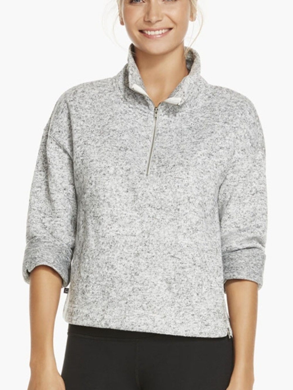 Fabletics Light Heather Gray Half-Zip Pullover